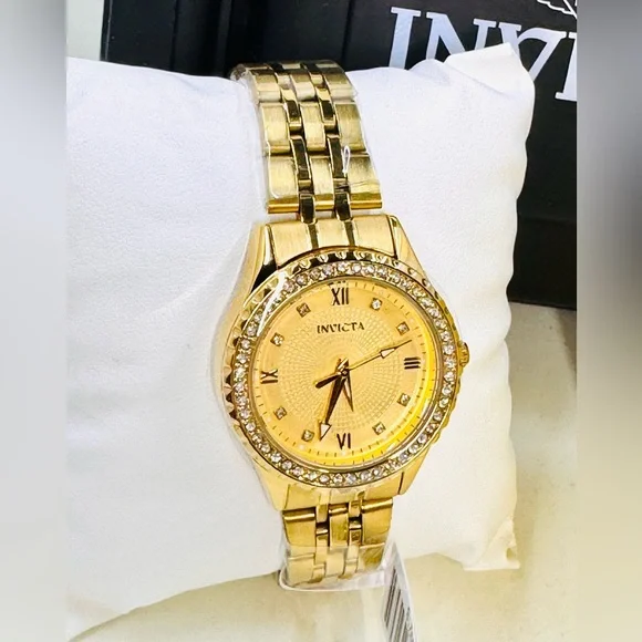 Invicta Wildflower 69218 Gold Bracelet Watch Round Gold Face & Dive Impact Case - Picture 2 of 6